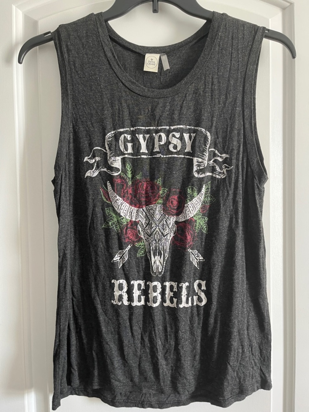 Paper Crane Charcoal Gray Tank Top